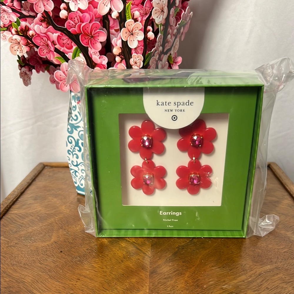 Kate Spade x Target Red Floral Linear Earrings-Limited Edition - Picture 2 of 4